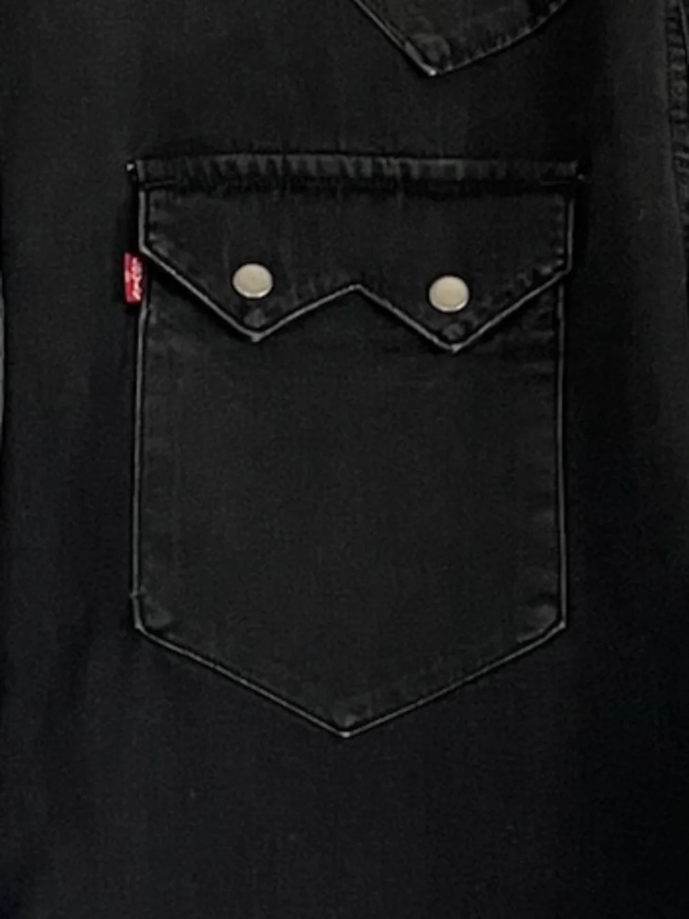 Levi's Black Faded Denim Western Button Down Shirt, Size Small
